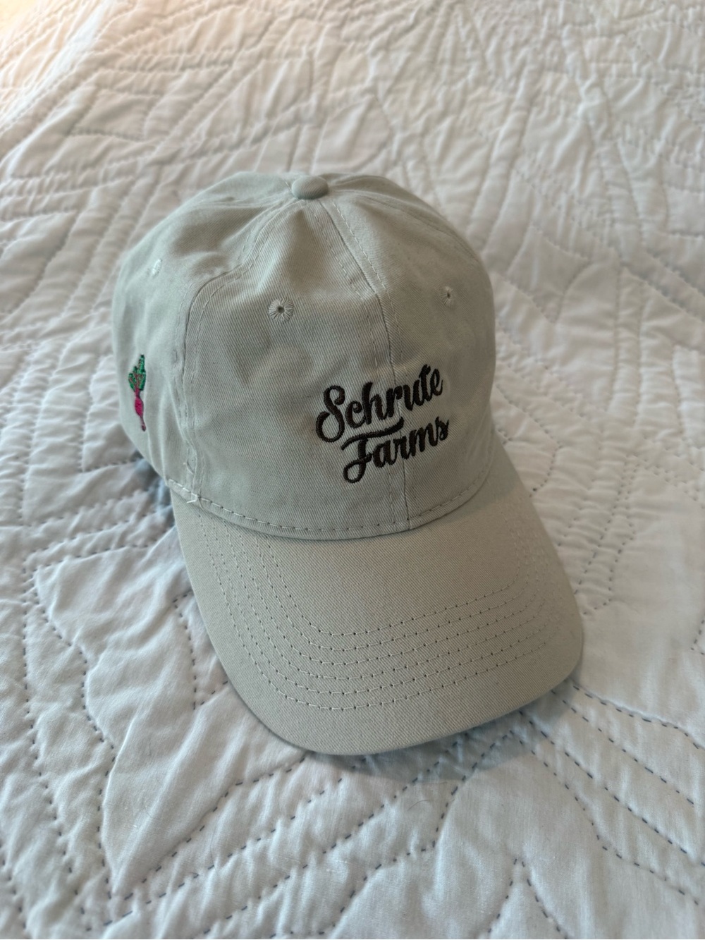 Schrute Farms Beige Dad Hat with Embroidered Beet